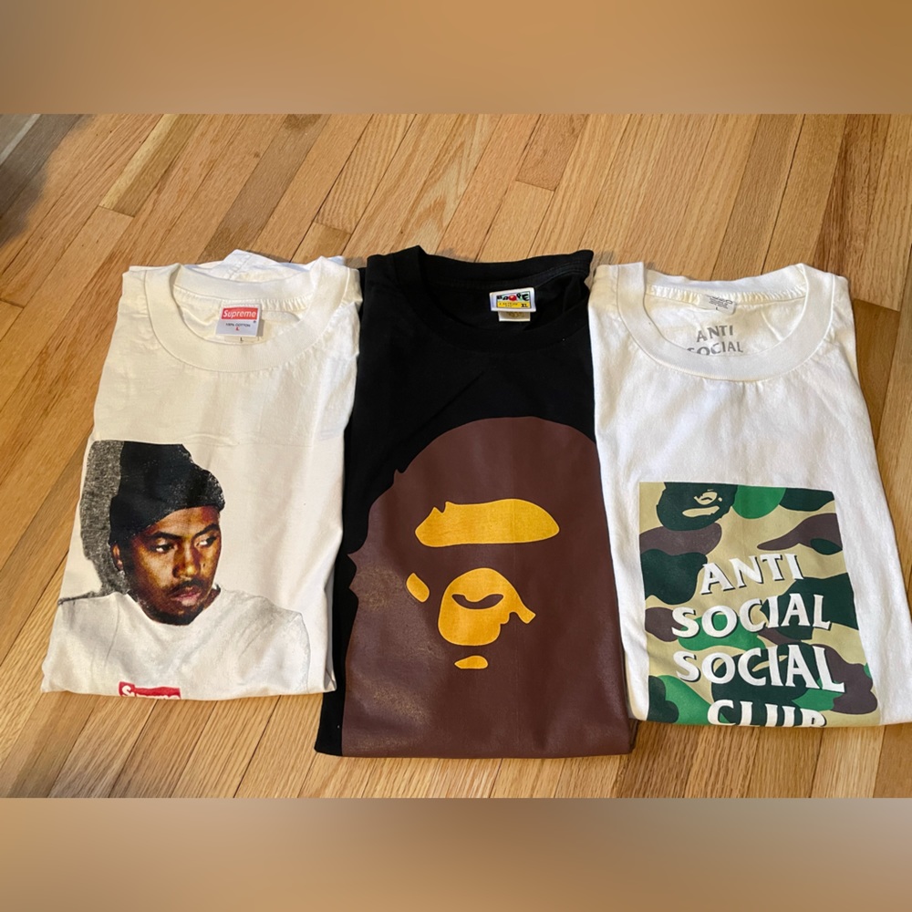 Supreme, BAPE, Anti Social Social Club x BAPE set. BAPE XL. Supreme L. ASSC L